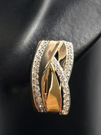 На фото Золотые серьги с янтарем в Казахстане №серьги из красного золота с фианитом вес 3.3 г:     .