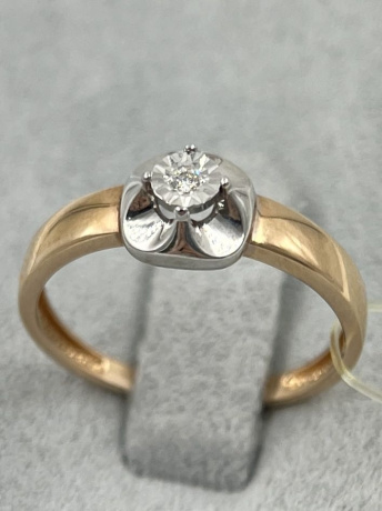 На фото Золотые кольца в Казахстане №кольцо из белого золота с бриллиантом 17.5 вес 1.65 г:     .