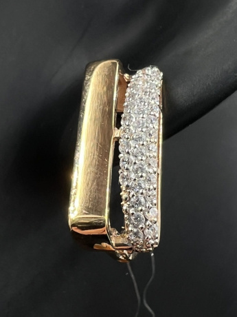 На фото Золотые серьги с янтарем в Казахстане №серьги из красного золота с фианитом вес 5.95 г:     .