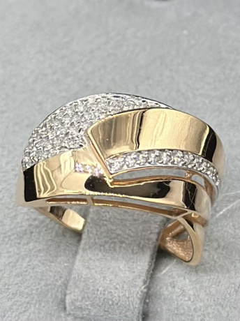 На фото Золотые кольца в Казахстане №кольцо из красного золота с фианитом 17 вес 3.18 г:     .