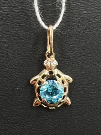 На фото Золотые подвески в Казахстане №подвеска из красного золота с фианитом вес 0.57 г:     .