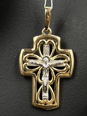 На фото Золотые кресты в Казахстане №крестик из белого золота без вставки вес 2.43 г:     .
