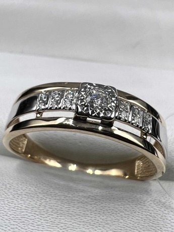 На фото Золотые кольца в Казахстане №кольцо из белого золота с бриллиантом 19.5 вес 2.44 г:     .