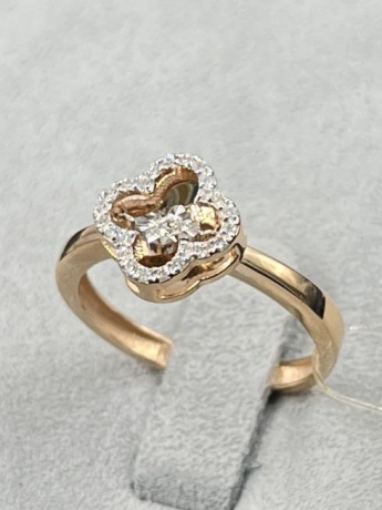 На фото Золотые кольца в Казахстане №кольцо из красного золота с бриллиантом 17 вес 1.88 г:     .