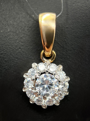 На фото Золотые подвески в Казахстане №подвеска из красного золота с фианитом вес 1.69 г:     .