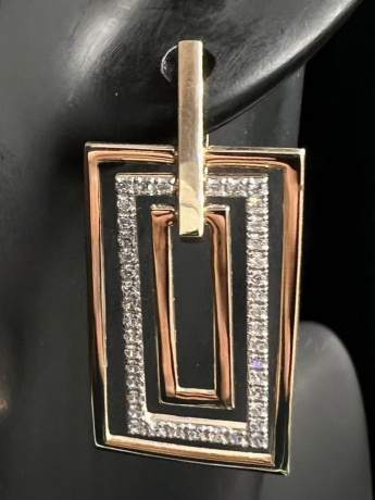 На фото Золотые серьги  №серьги из красного золота с фианитом вес 8.14 г:     .