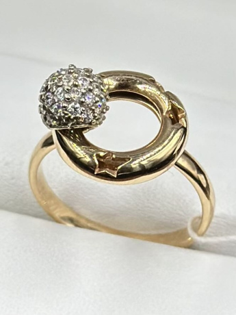 На фото Золотые кольца в Казахстане №кольцо из красного золота с фианитом 16.5 вес 3.51 г:     .