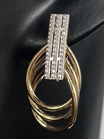 На фото Золотые серьги  №Серьги Золото Москвы серьги золотые вес 6.68 г золото, фианит:     .