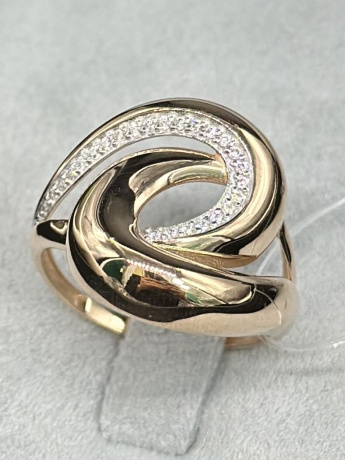 На фото Золотые кольца в Казахстане №кольцо из красного золота с фианитом 18 вес 2.11 г:     .