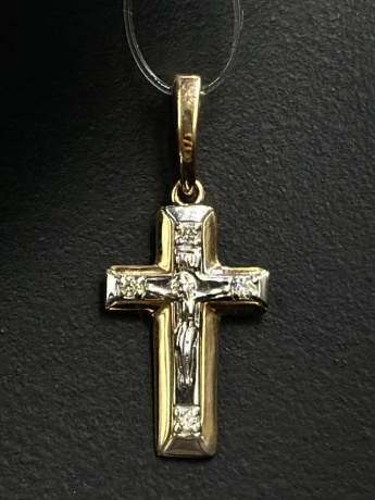 На фото Золотые кресты в Казахстане №крестик из белого золота с бриллиантом вес 1.06 г:     .