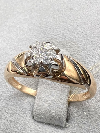 На фото Золотые кольца в Казахстане №кольцо из белого золота с бриллиантом 18 вес 2.39 г:     .