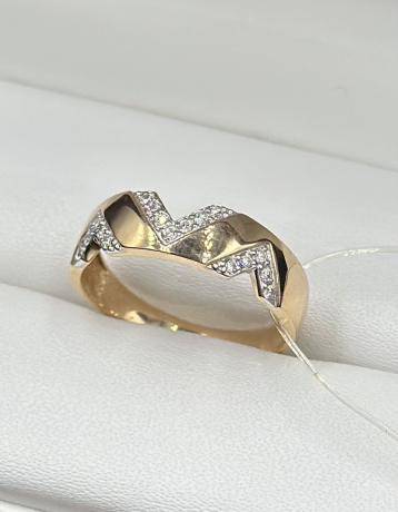 На фото Золотые кольца в Казахстане №кольцо из красного золота с фианитом 17.5 вес 2.47 г:     .