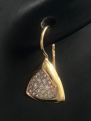 На фото Золотые серьги  №серьги из красного золота с фианитом вес 2.87 г:     .