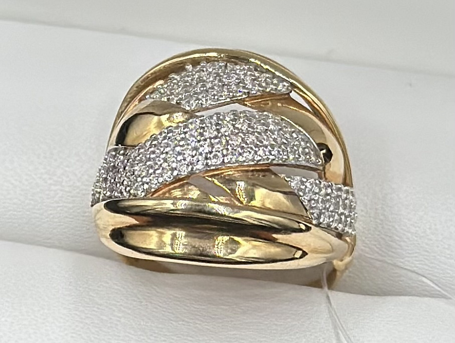 На фото Золотые кольца в Казахстане №кольцо из красного золота с фианитом 17.5 вес 4.83 г:     .