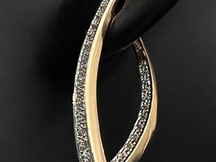 На фото Золотые серьги  №серьги из красного золота с фианитом вес 4.08 г:     .