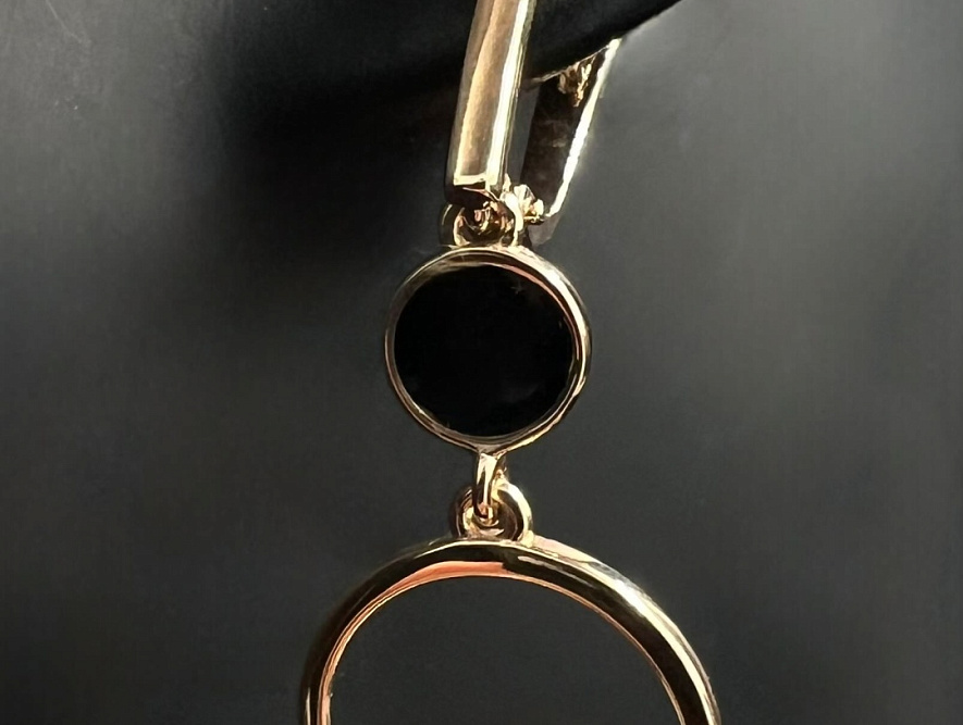 На фото Золотые серьги  №серьги из красного золота с эмалью вес 3.71 г:     .