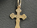 На фото Золотые кресты в Казахстане №крестик из красного золота без вставки вес 0.62 г:     .
