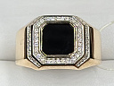 На фото Золотые печатки в Казахстане №печатка из красного золота с фианитом и ониксом 20 вес 6.6 г:     .