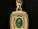 На фото Золотые подвески в Казахстане №подвеска из белого золота с изумрудом и бриллиантом вес 1.58 г:     .