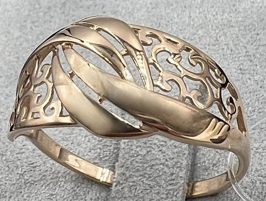 На фото Золотые кольца в Казахстане №кольцо из красного золота без вставки 21 вес 2.05 г:     .