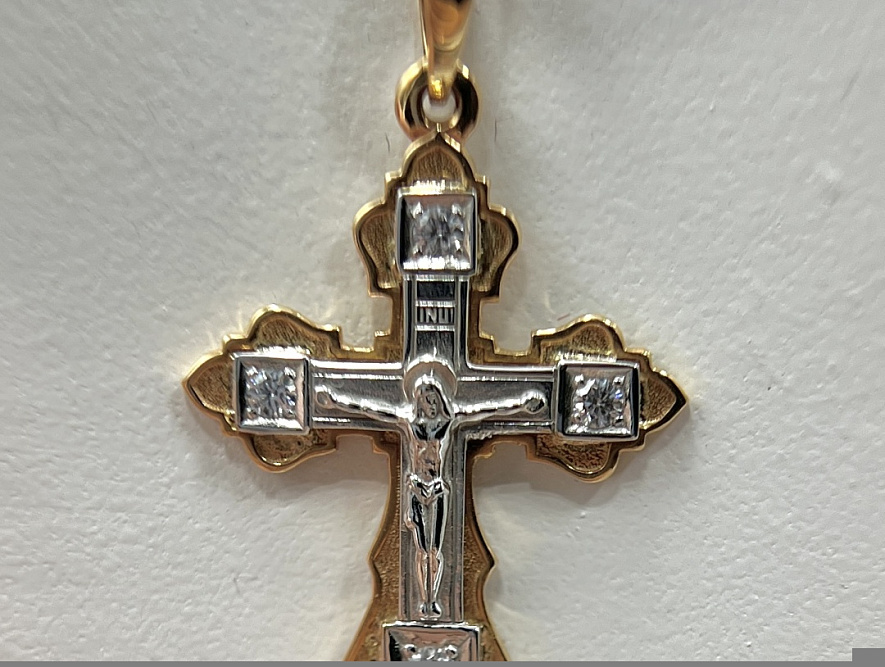 На фото Золотые подвески в Казахстане №подвеска из белого золота с фианитом вес 3.84 г:     .