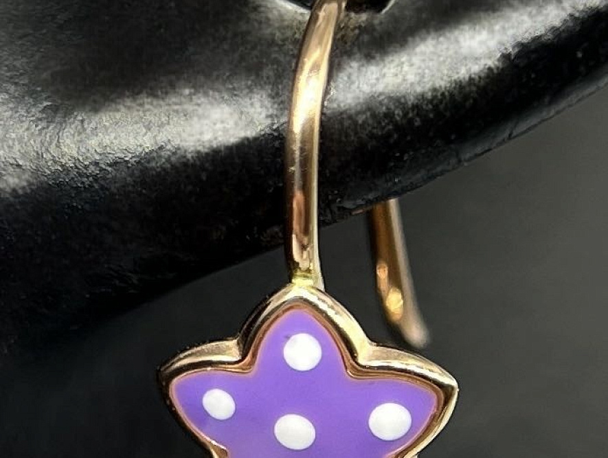 На фото Золотые серьги  №серьги из красного золота с эмалью вес 0.7 г:     .