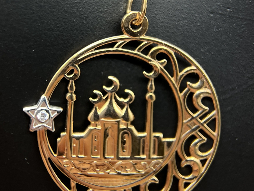 На фото Золотые подвески в Казахстане №подвеска из красного золота с фианитом вес 2.03 г:     .