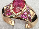 На фото Золотые кольца в Казахстане №кольцо из красного золота с рубином 18 вес 6.34 г:     .