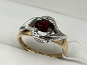 На фото Золотые кольца в Казахстане №кольцо из белого золота с фианитом и гранатом 17 вес 2.79 г:     .