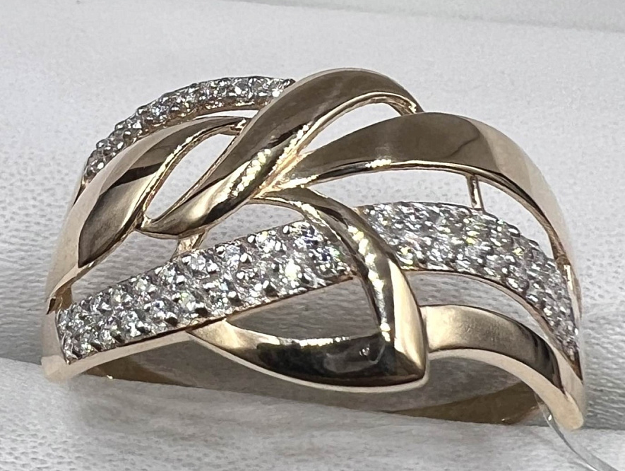 На фото Золотые кольца в Казахстане №кольцо из красного золота с фианитом 20.5 вес 2.29 г:     .