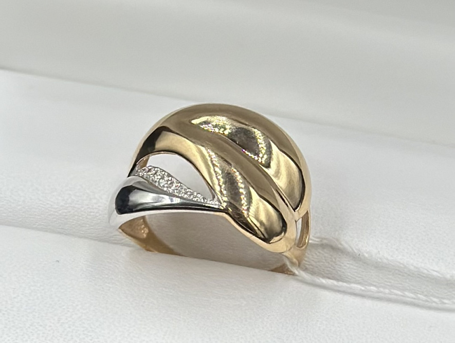 На фото Золотые кольца в Казахстане №кольцо из белого золота с фианитом 16.5 вес 3 г:     .