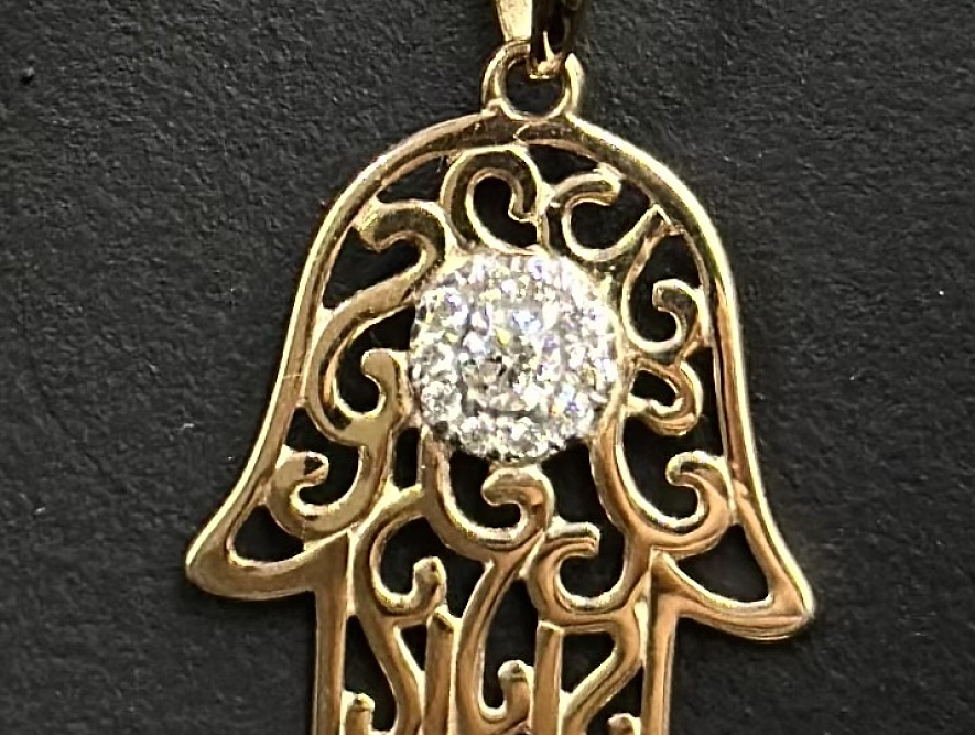 На фото Золотые подвески в Казахстане №подвеска из красного золота с фианитом вес 1.27 г:     .