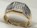 На фото Золотые печатки в Казахстане №печатка из белого золота с фианитом 19 вес 5.11 г:     .