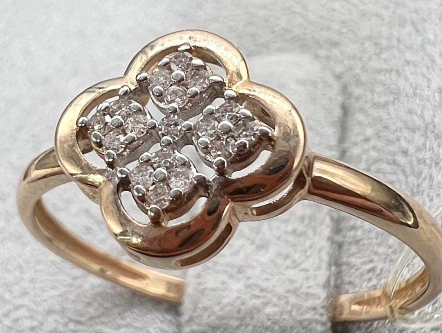 На фото Золотые кольца в Казахстане №кольцо из красного золота с бриллиантом 18 вес 1.23 г:     .