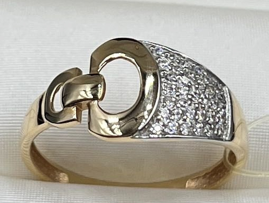 На фото Золотые кольца в Казахстане №кольцо из красного золота с цирконием 18 вес 1.85 г:     .