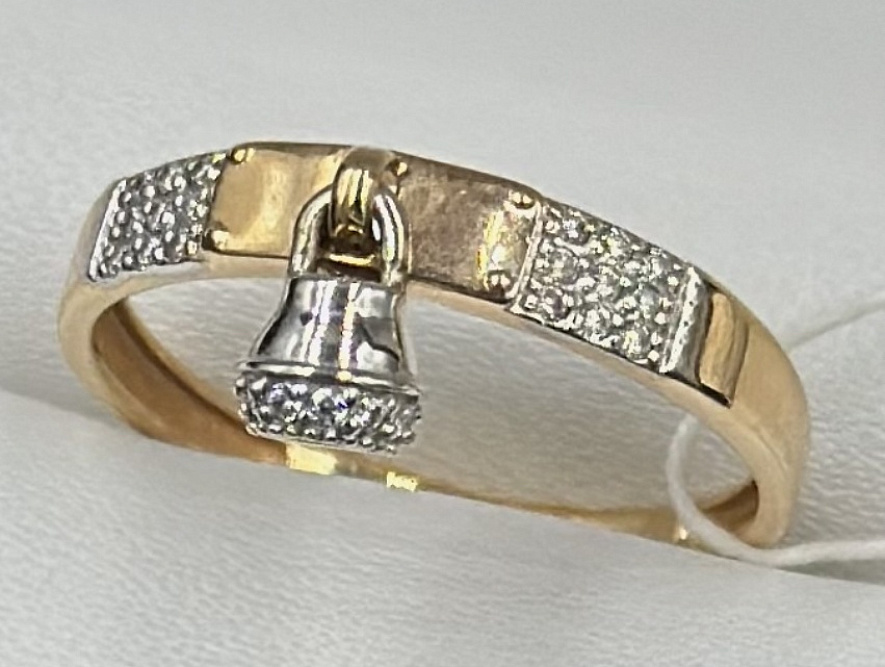 На фото Золотые кольца в Казахстане №кольцо из белого золота с цирконием 17 вес 1.71 г:     .