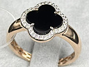 На фото Золотые кольца в Казахстане №кольцо из красного золота с фианитом и ониксом 18 вес 2.44 г:     .