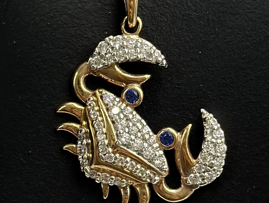 На фото Золотые подвески в Казахстане №подвеска из красного золота с фианитом вес 2.23 г:     .