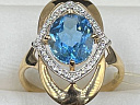 На фото Золотые кольца в Казахстане №кольцо из красного золота с фианитом и топазом 18 вес 3.56 г:     .
