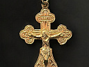 На фото Золотые кресты в Казахстане №крестик из красного золота без вставки вес 2.55 г:     .