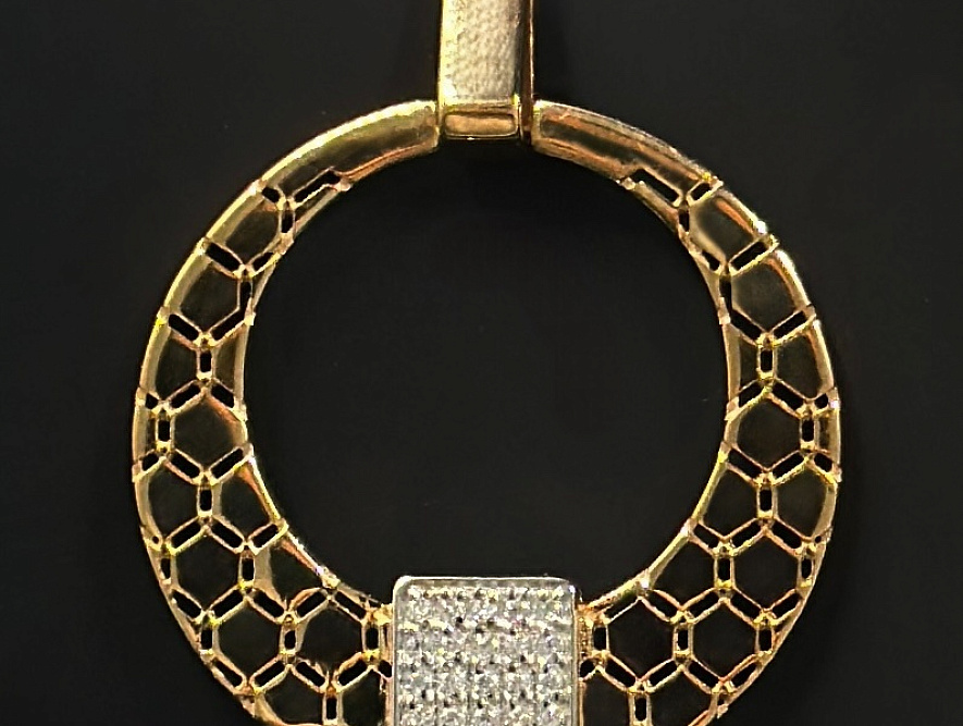 На фото Золотые подвески в Казахстане №подвеска из красного золота с фианитом вес 2.23 г:     .