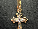 На фото Золотые кресты в Казахстане №крестик из белого золота с фианитом вес 0.68 г:     .