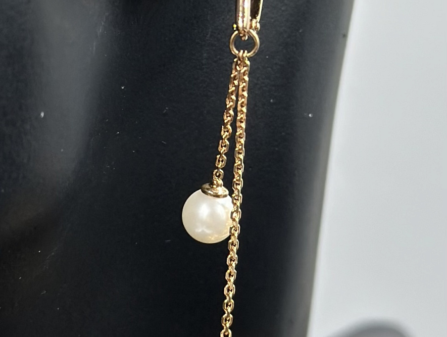 На фото Золотые серьги  №серьги из красного золота с культивированный жемчугом вес 4.72 г:     .