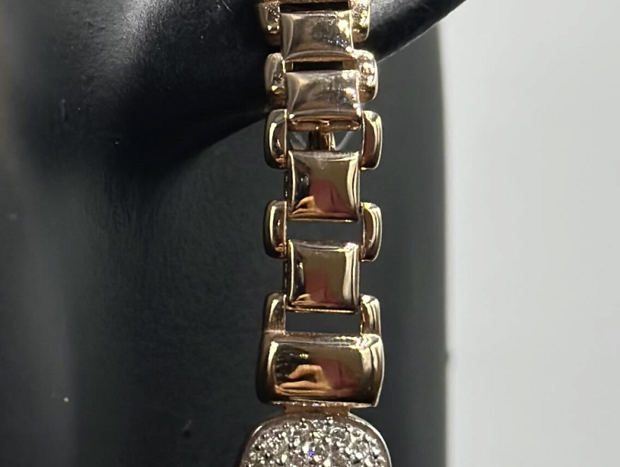 На фото Золотые серьги с янтарем в Казахстане №серьги из красного золота с фианитом вес 4.76 г:     .