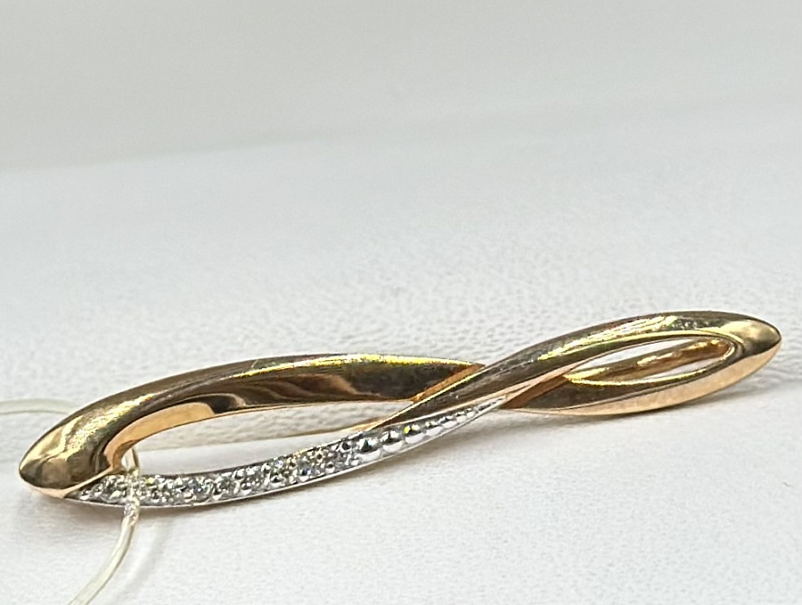 На фото Золотые булавки в Казахстане №булавка из красного золота с фианитом вес 1.21 г:     .