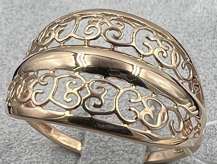 На фото Золотые кольца в Казахстане №кольцо из красного золота без вставки 20 вес 2.03 г:     .